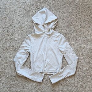 Forever 21 Cream Hooded Half Zip Workout Top - Size Small